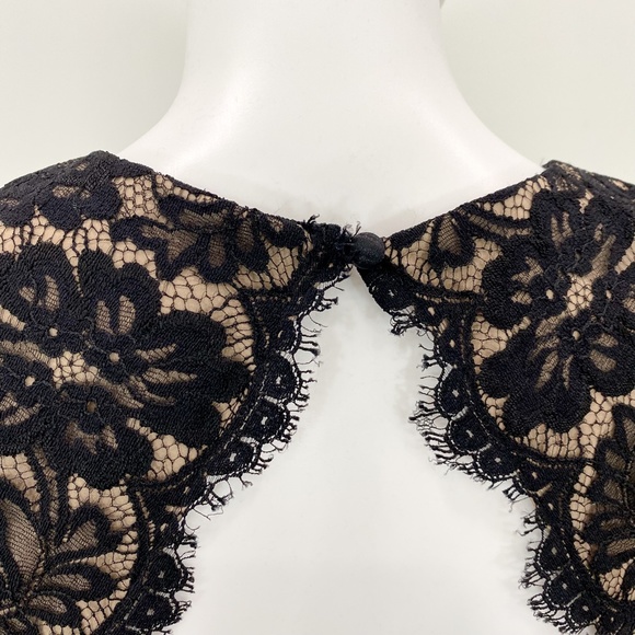 Aidan Mattox Lace Panel Woven Sheath Knee Length Cocktail Party Dress in Black - Picture 8 of 12